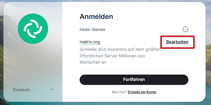 Screenshot: UDE Heimserver angeben