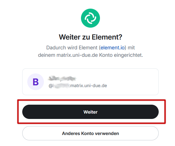Screenshot: Element Desktop anmelden 1