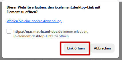 Screenshot: Element Desktop anmelden 2