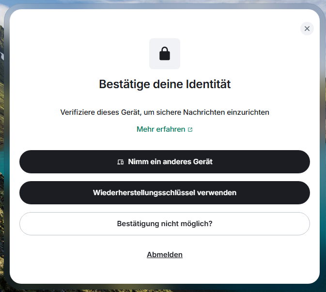 Screenshot: Identität bestätigen
