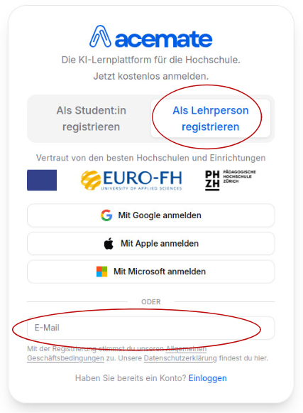 Lehrperson registrieren
